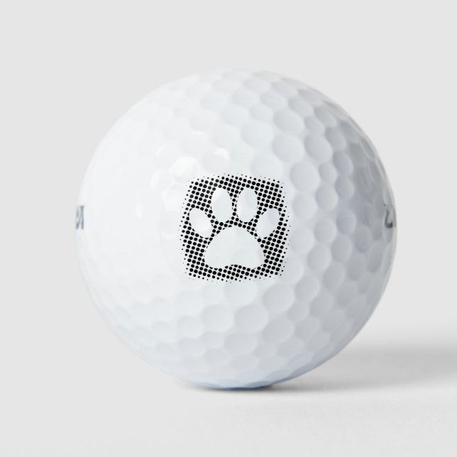 Dog Paw Print With Halftone Background Golf Balls (Front)
