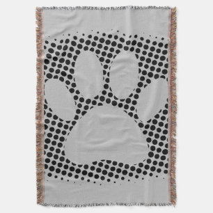 Dog Paw Print With Halftone Background Sherpa Blan Throw Blanket