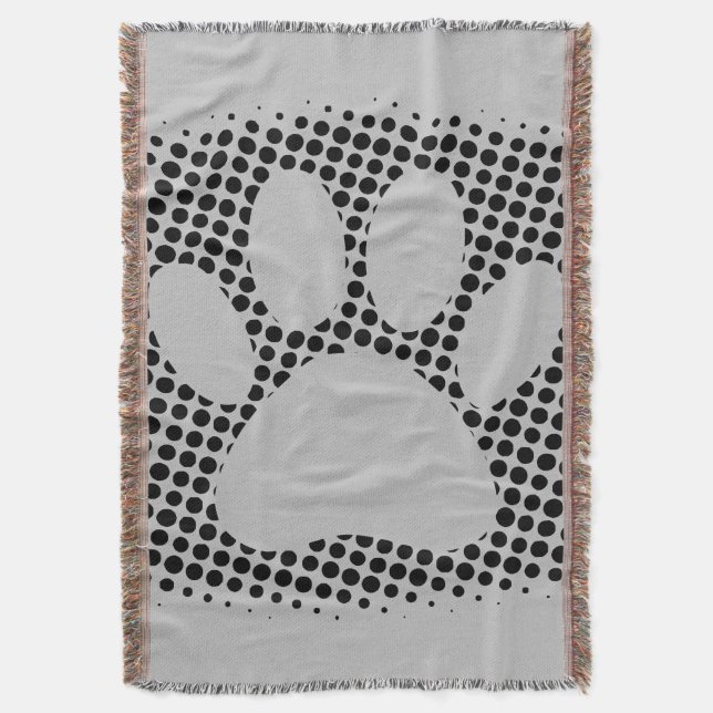 Dog Paw Print With Halftone Background Sherpa Blan Throw Blanket (Front Vertical)