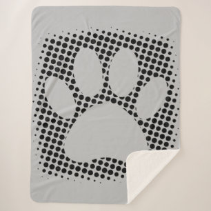 Dog Paw Print With Halftone Background Sherpa Blanket