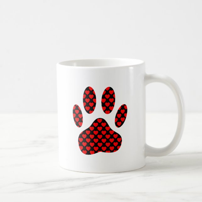 Dog Paw Print With Hearts Coffee Mug (Right)