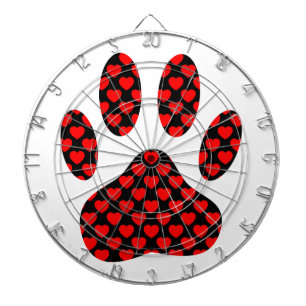 Dog Paw Print With Hearts Dartboard