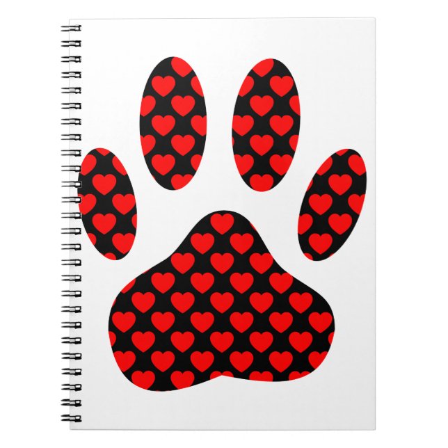 Dog Paw Print With Hearts Spiral Notebook (Front)