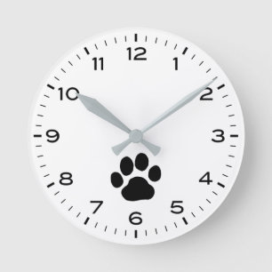 Dog Paw Print with Hours and Minutes Round Clock