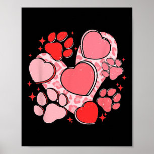 Dog Paw Print With Red Heart For Valentine Day And