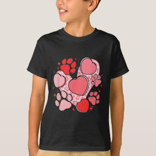 Dog Paw Print With Red Heart For Valentine Day And T-Shirt