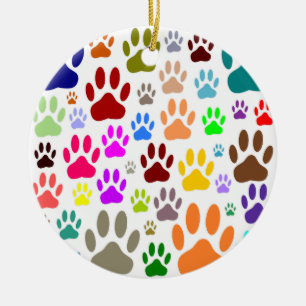 Dog Paw Prints All Over Ceramic Tree Decoration