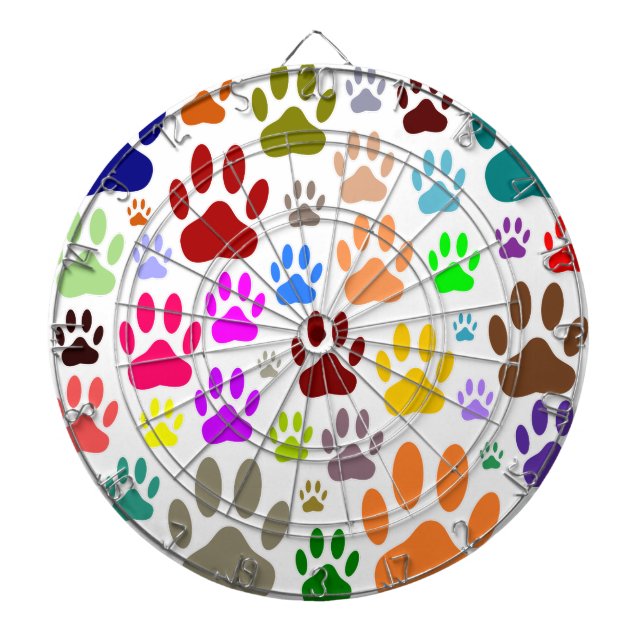 Dog Paw Prints All Over Dartboard (Front)