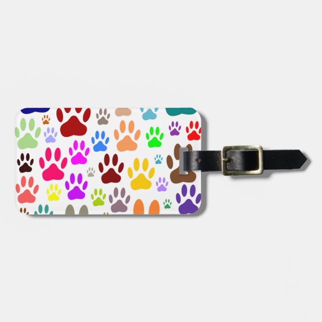 Dog Paw Prints All Over Luggage Tag (Front Horizontal)