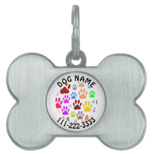 Dog Paw Prints All Over Pet ID Tag