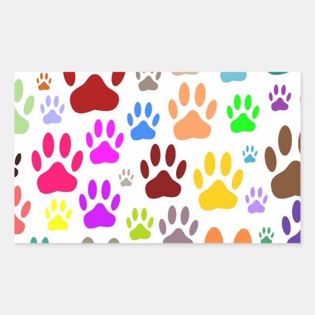 Dog Paw Prints All Over Rectangular Sticker (Front)