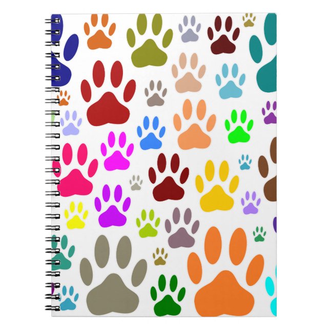 Dog Paw Prints All Over Spiral Notebook (Front)