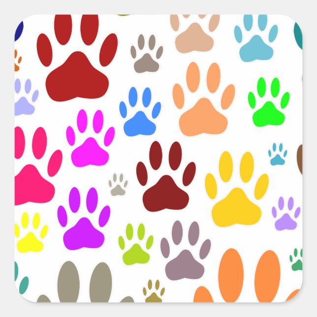 Dog Paw Prints All Over Square Sticker (Front)