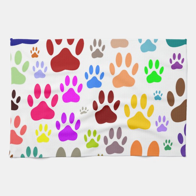 Dog Paw Prints All Over Tea Towel (Horizontal)