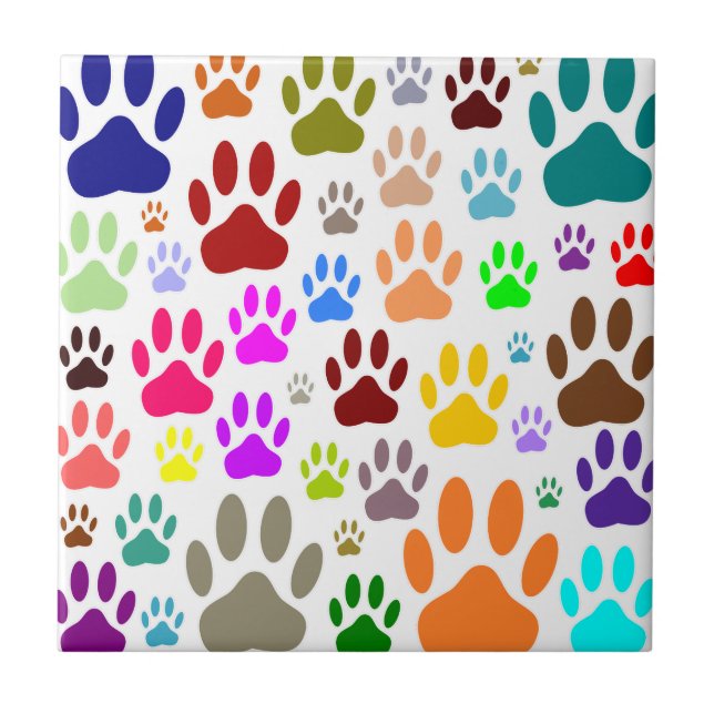 Dog Paw Prints All Over Tile (Front)