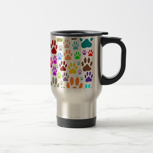 Dog Paw Prints All Over Travel Mug (Right)