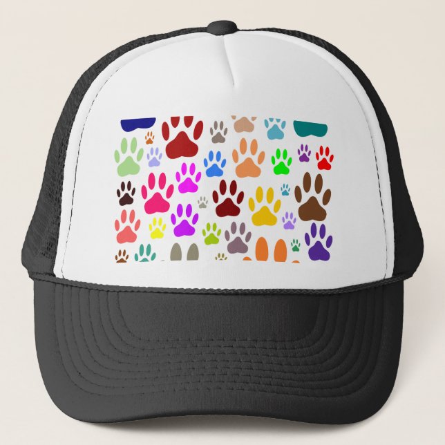 Dog Paw Prints All Over Trucker Hat (Front)