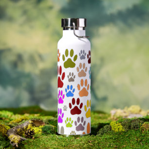 Dog Paw Prints All Over Water Bottle