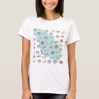 Dog Paw Prints And Bones Art Pattern