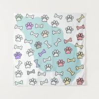 Dog Paw Prints And Bones Art Pattern
