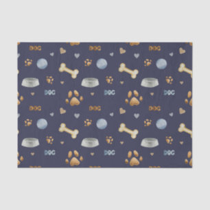 Dog Paw Prints and Bones Cute Tissue Paper