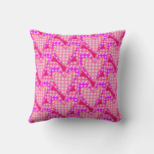 Dog Paw Prints And Pink Hearts Pattern Cushion