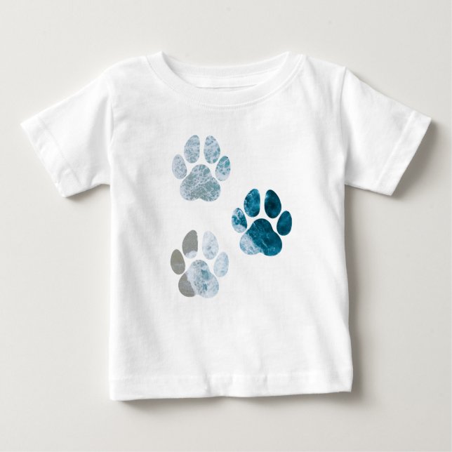 Dog Paw Prints - Beach Waves and Sand Baby T-Shirt (Front)
