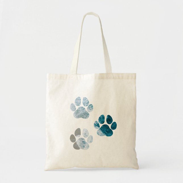 Dog Paw Prints - Beach Waves and Sand Tote Bag (Front)