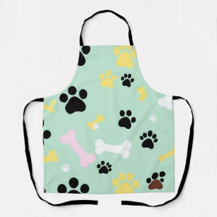 Dog Paw Prints Bones Pattern Apron