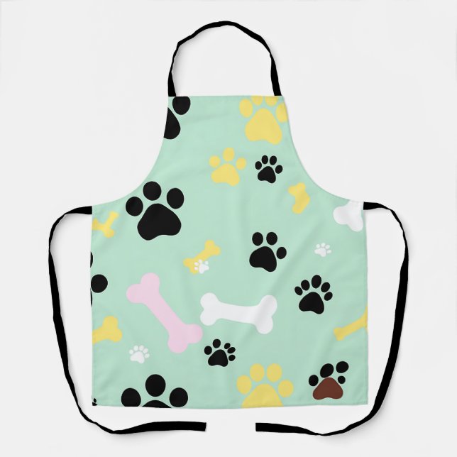 Dog Paw Prints Bones Pattern Apron (Front)