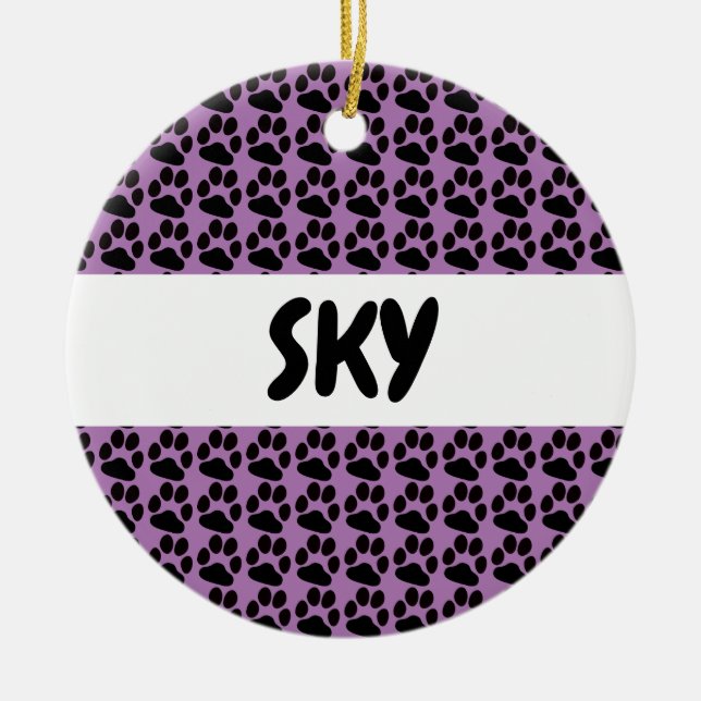 Dog Paw Prints Ceramic Tree Decoration (Front)