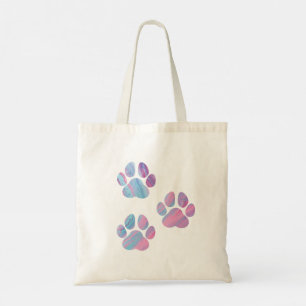 Dog Paw Prints - Colourful Paint Swirls Tote Bag