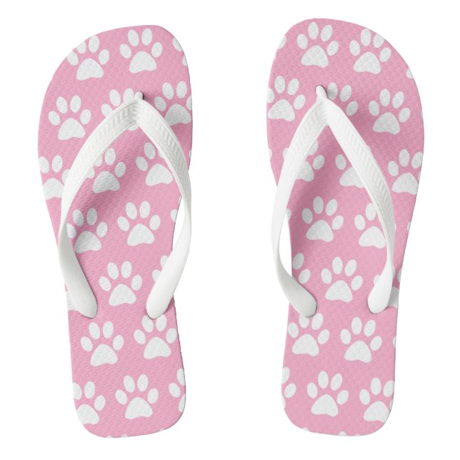 Dog Paw Prints Cute Pattern Pink Summer Beach      Jandals (Footbed)