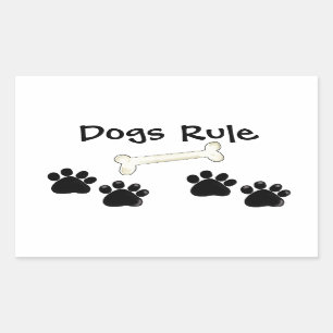 Dog Paw Prints Dogs Rule Rectangular Sticker