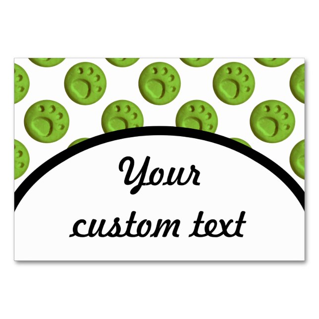 Dog paw prints - Green Table Number (Front)