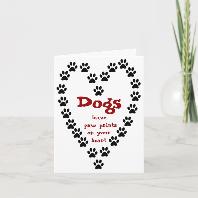 Dog Paw Prints Heart Card (Front)