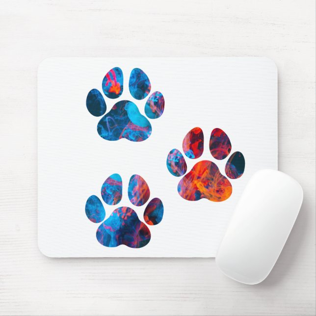 Dog Paw Prints - Ink in Water Mouse Pad (With Mouse)