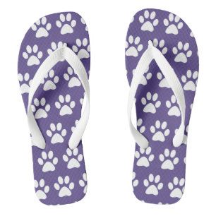 Dog Paw Prints On Purple Jandals