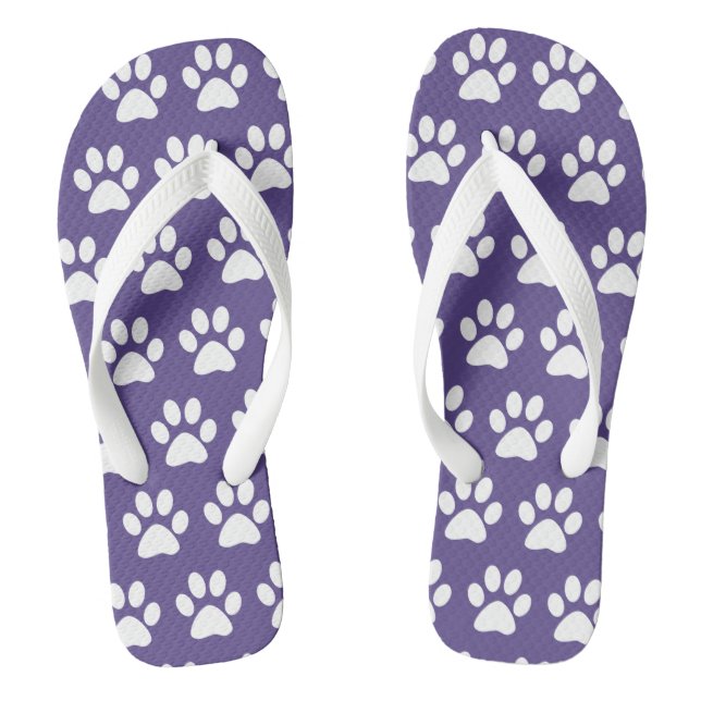 Dog Paw Prints On Purple Jandals (Footbed)