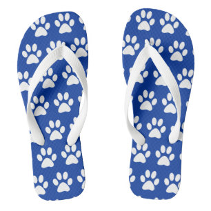Dog Paw Prints On Royal Blue Jandals