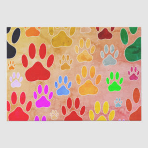 Dog Paw Prints On Vintage Background Tissue Paper