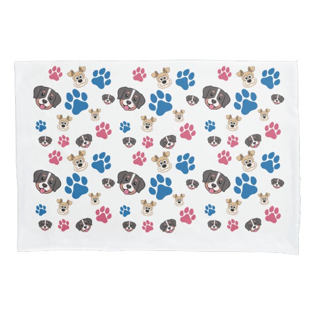 Dog Paw Prints Pair of Pillowcase Standard Size (Front-Left)
