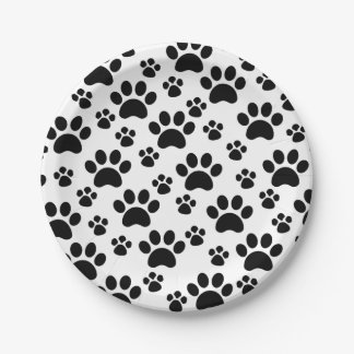Dog Paw Prints Paper Plate