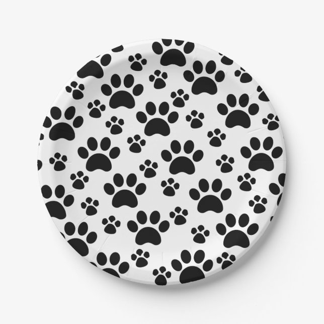 Dog Paw Prints Paper Plate (Front)