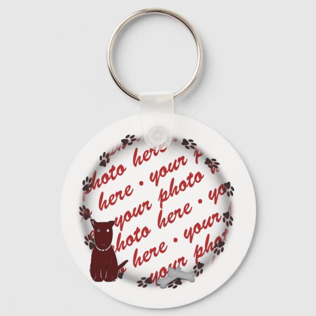 Dog Paw Prints Photo Frame Key Ring (Front)