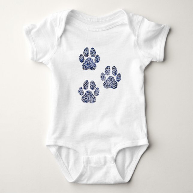 Dog Paw Prints - Portuguese Tiles Baby Bodysuit (Front)