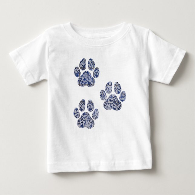 Dog Paw Prints - Portuguese Tiles Baby T-Shirt (Front)