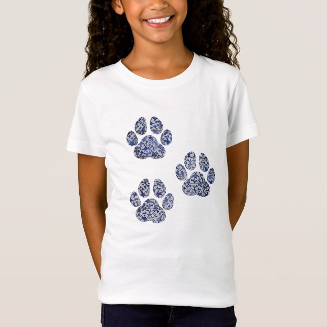 Dog Paw Prints - Portuguese Tiles T-Shirt (Front)