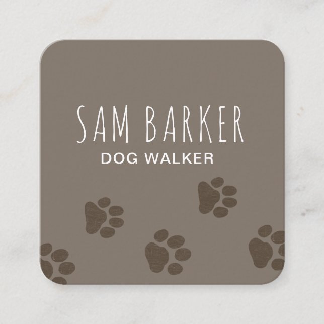 Dog Paw Prints Square | Pet Sitting | Pet Care Square Business Card (Front)