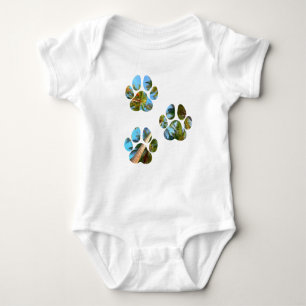 Dog Paw Prints - Tropical Palm Trees Baby Bodysuit